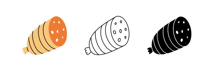 Sausage icon set. Fresh raw sausages. Vector illustration.