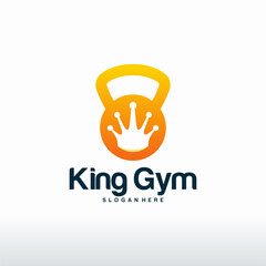 Fitness logo designs vector, King Gym logo vector illustration