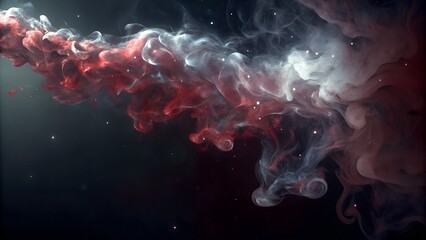 Abstract Red and White Smoke in Dark Atmosphere
