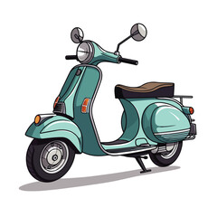 Classic Vintage Scooter Motorcycle Vector Illustration Isolated on White Background