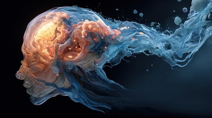 Fototapeta premium Abstract Fluid Head Ethereal Mind and Imagination
