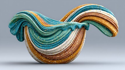 A flowing ribbon of light twisting across a liquid surface, shimmering in hues of turquoise, rose gold, and electric white with glowing sparkles surrounding it