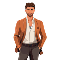 Fototapeta premium Professional Men Avatar Cartoon Character with Fashion Casual Clothing for Marketing Materials