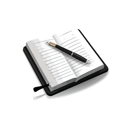 Professional Notepad with Fountain Pen Icon Vector Illustration for Writing and Note-Taking Purposes