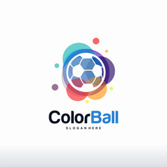 Obraz premium Colorful Soccer Ball logo designs concept vector, Colorful Ball logo designs