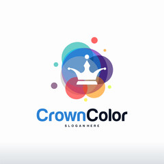 Colorful Crown logo designs concept vector, King Fashion logo template