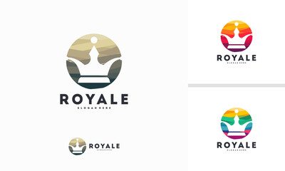 Abstract Circle Crown King logo designs concept vector, Royal logo template