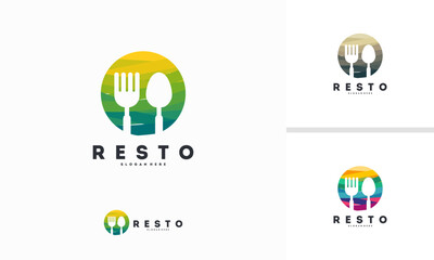 Abstract Circle Food Star logo designs concept vector, Restaurant logo symbol