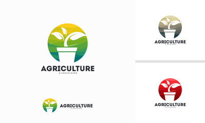 Abstract Circle Agriculture logo designs concept vector, Nature logo template