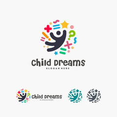 Abstract Circle Child Dreams logo, Child Education logo template, Reach Star symbol