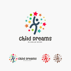 Abstract Circle Child Dreams logo, Child Education logo template, Reach Star symbol