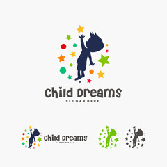 Abstract Circle Child Dreams logo, Child Education logo template, Reach Star symbol