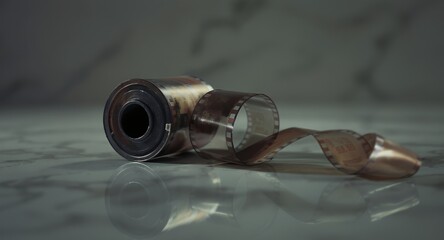 Unwound Film Roll: Analog Photography Still Life