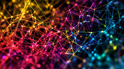 Vibrant Network of Interconnected Nodes with Multicolored Lights