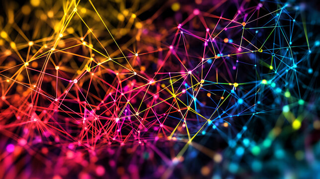 Vibrant Network of Interconnected Nodes with Multicolored Lights