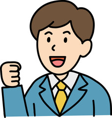 Hand drawn Business people doodle, Cheerful man in a suit giving a thumbs up.