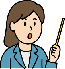 Hand drawn Business people doodle, woman holding a pointer