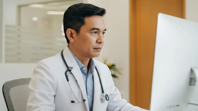 doctor working on laptop