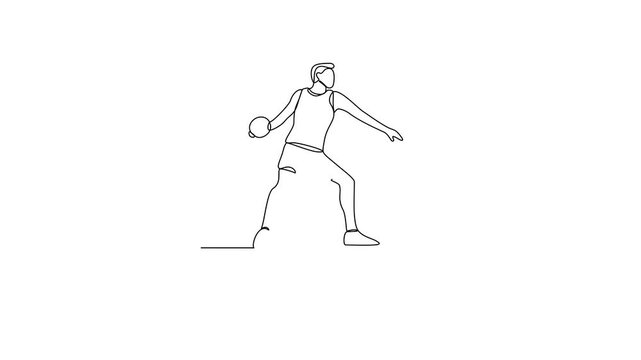Animated self drawing of a Discus Throw video design illustration. Type of Athletics sport in simple linear continuous style video design concept. Suitable for your asset design and educational.
