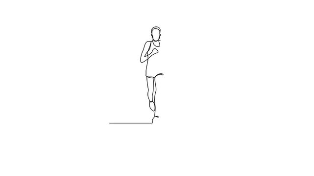 Animated self drawing of a marathon video design illustration. Type of Athletics sport in simple linear continuous style video design concept. Suitable for your asset design and educational purpose.