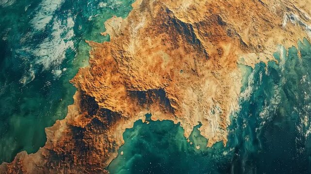 Dynamic Aerial View Earth Land Ocean Boundary