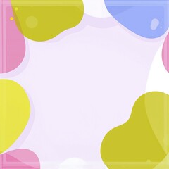 Soft, fluid blob shapes in pastel tones arranged over a white background.