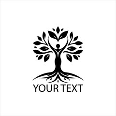 Obraz premium Vector Logo of Tree Forming Human Body — Symbol of Holistic Healing and Natural Wellness Isolated on White Background