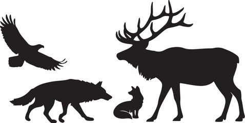 set of deer silhouettes