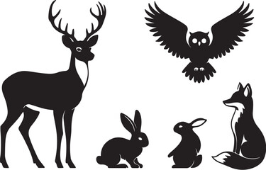 set of deer silhouettes