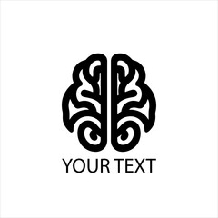 Minimalist Vector Logo of a Human Brain — Black and White Isolated Design

