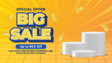 Special Offer Big Sale Promotion Banner with 3D Podiums