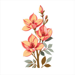 Elegant Floral Arrangement Delicate Peach Flowers and Buds Artistic Botanical Illustration Fresh Springtime Aesthetic Decorative Floral Design