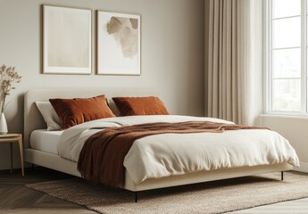 Beige bedroom with warm accents