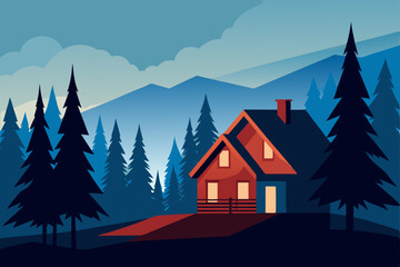 Fototapeta premium winter landscape with houses