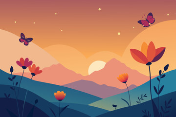 sunset over the mountains