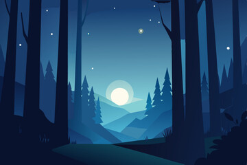 Naklejka premium night landscape with stars