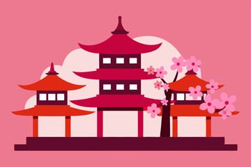 Fototapeta premium vector illustration of japanese temple