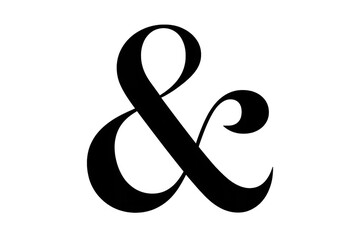 Black typographic ampersand symbol floating against transparent backdrop, serving graphic design purposes