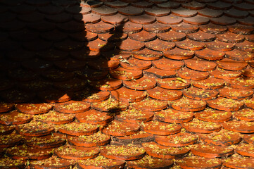Church roof , Lanna Architecture, Symbols of Buddhism, South East Asia at Ket Karam temple, Mueang Chiang Mai, Chiang Mai, Northern Thailand