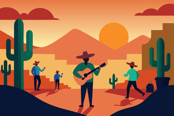 Fototapeta premium vector illustration of a desert landscape