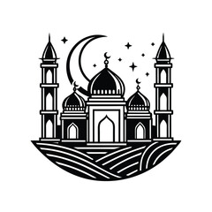 Ramadan Kareem Mosque Line Drawing 2 .eps