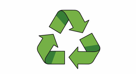 Obraz premium Green recycling symbol with three arrows in a triangular loop on a white background