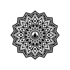 Symmetrical Mosque Mandala Line Art 