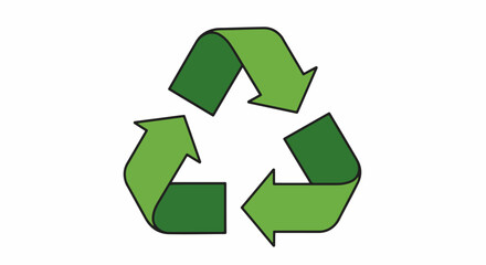 Obraz premium Green recycling symbol with black outline on neutral background