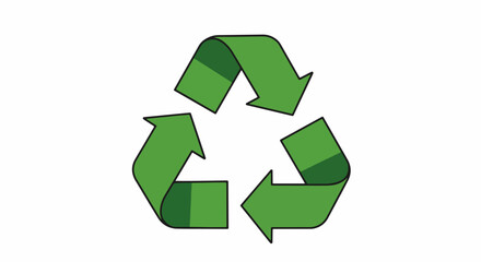 Obraz premium Green recycling symbol with gradient arrows on neutral background