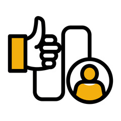 Employee Review Icon - Outline Color Lineal Style for HR Evaluation Systems.