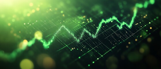 Obraz premium Abstract green stock market chart showing growth and financial success. Perfect for business and finance concepts.