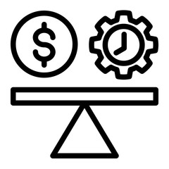Financial Balance Indicator Icon - Revenue vs. Cost (Outline Style)