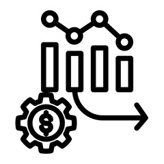 Value Decline Trend Icon - Economic Downturn Impact (Outline Style)