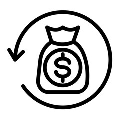 Profit Refund Icon - Financial Value Recovery (Outline Style)